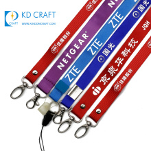 High quality low price cheap custom silk screen printed neck strap customized flat nylon lanyard with clip